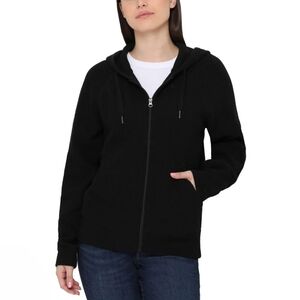 Sierra Designs Black Zip-Up Hoodie with Drawstrings Textured Sweatshirt Small